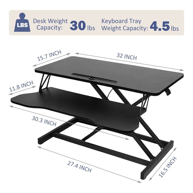 Ergonomic Adjustable Standing Desk Converter with Spacious Desktop and Smooth Height Lift for Home Office Use