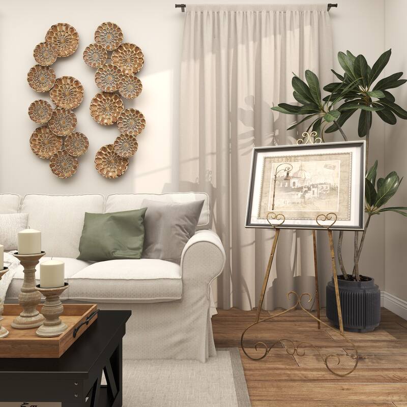 Metal Scroll Large Adjustable 3 Tier Easel with Chain Support - Gold or Gray - Roche River Decor