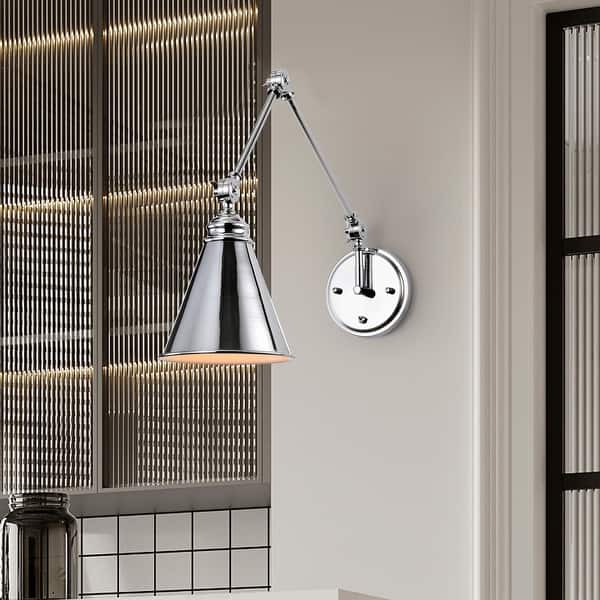 slide 2 of 11, Esmerelda Wall Lamp Sconce Chrome Swing Arm 1-light Chrome
