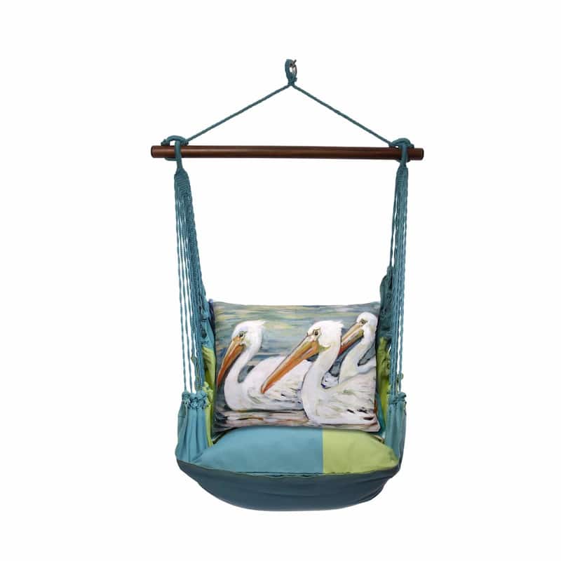 Magnolia Casual Swing Set 4 piece - Meadow Mist Stripe w/ 3 Pelicans Swimming