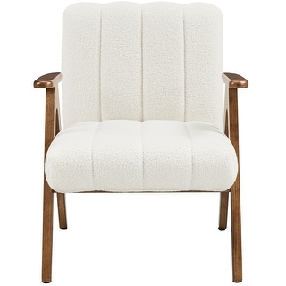 Yaheetech Mid Century Upholstered Accent Armchair Lounge Chair with V-Shaped Solid Wood Legs