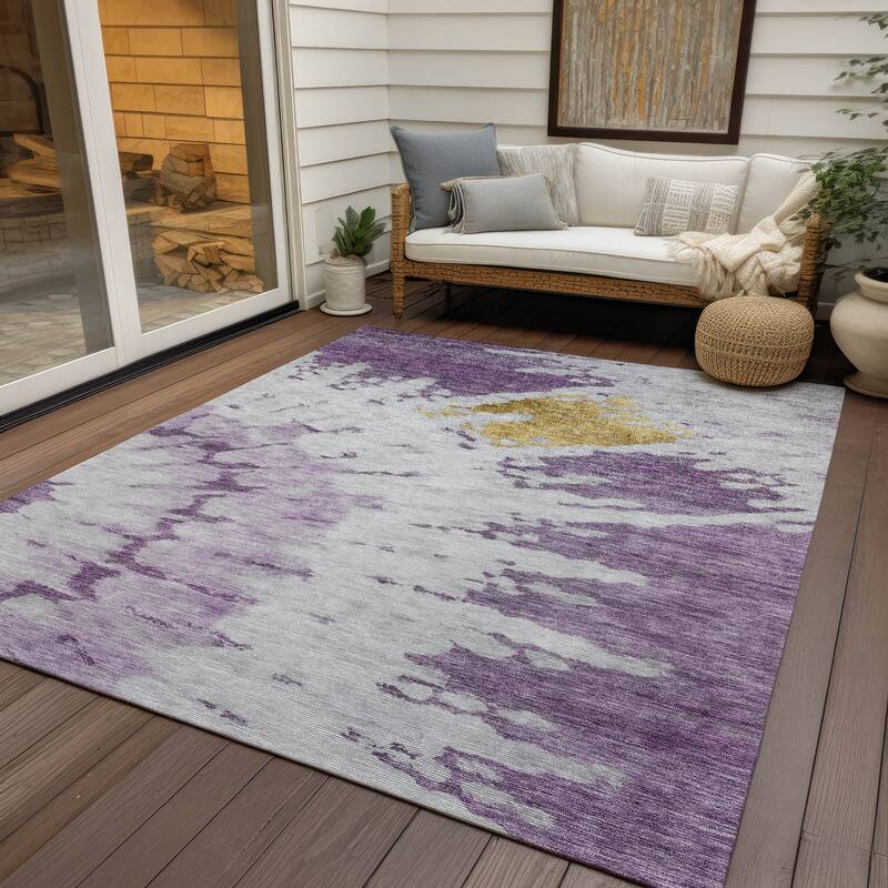 Machine Washable Indoor/ Outdoor Chantille Tie Dye Modern Rug