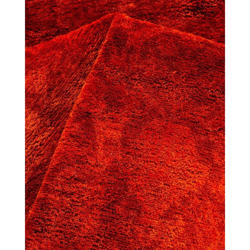 Overton Hand Knotted Wool Vintage Inspired Modern Contemporary Overdyed Orange Area Rug - 3' 1" x 13' 0"