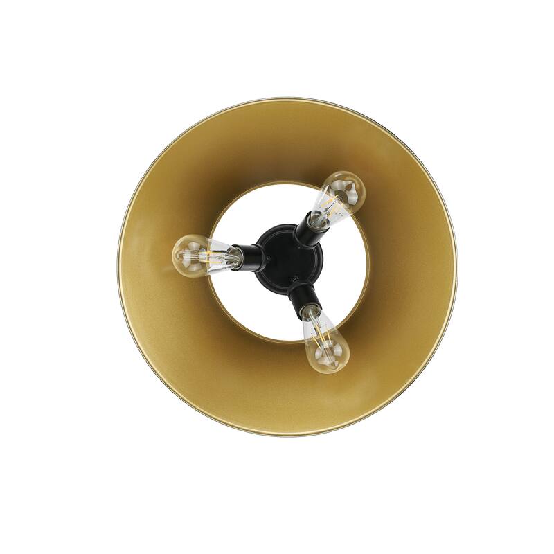 Yep by Golden Lighting Orwell 3-light Flush Mount in Matte Black and Aged Brass shade