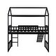 preview thumbnail 10 of 19, Twin Wood Loft Bed House Bed with Slide&Ladder&Guardrail&Roof, Large Underneath Play&Storage Area, Gray