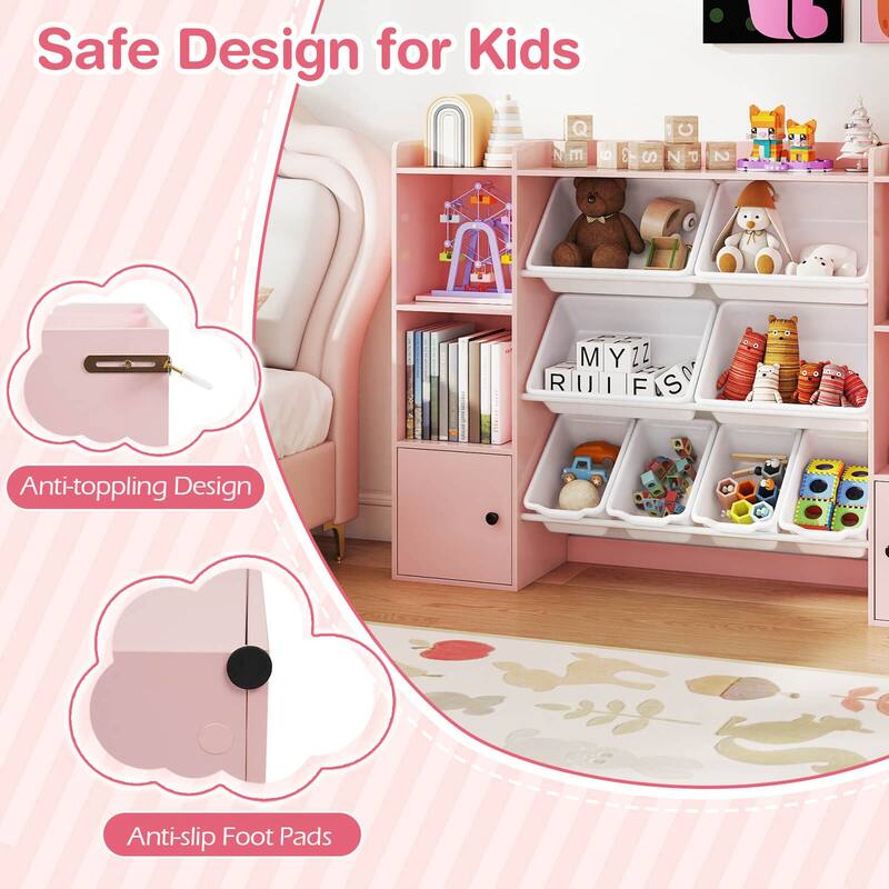 Costway Kids Toy Storage and Bookshelf with 8 Boxes Open Shelves & 2 - See Details