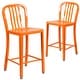 preview thumbnail 69 of 116, 2 Pack 24'' High Metal Indoor-Outdoor Counter Height Stool w/ Vertical Slat Back