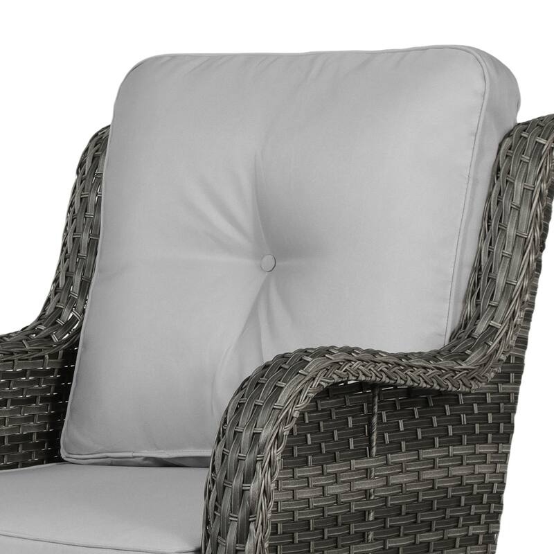 3 Pieces Patio Bistro Set Outdoor Swivel Rocking Chair with Side Table