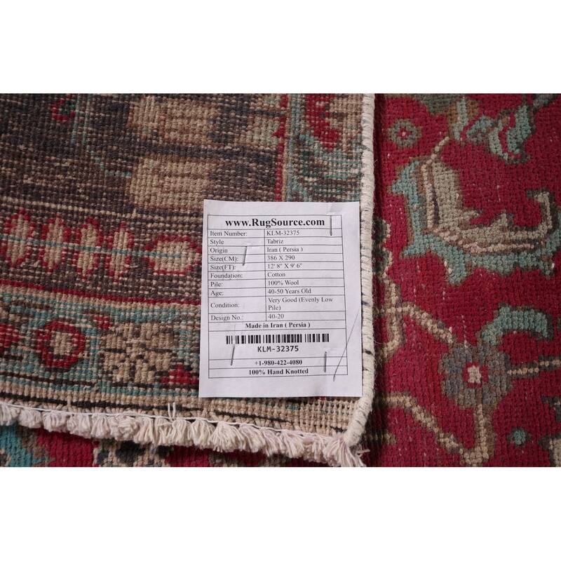 Fuchsia Pink Tabriz Persian Vintage Area Rug Handmade Wool Carpet - 9'6"x 12'8"