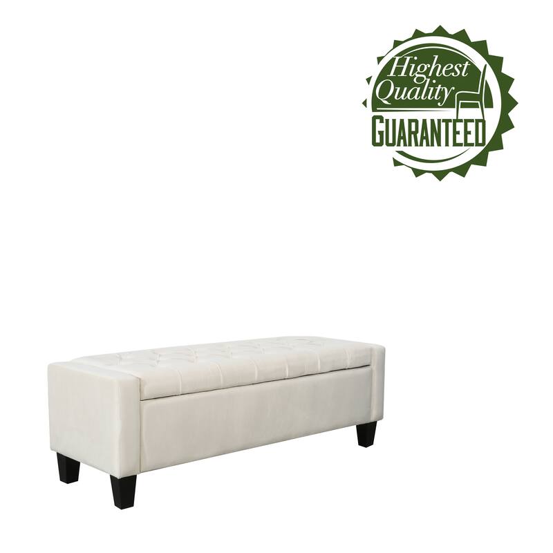 Porthos Home Warren Velvet Button Tufted Storage Bench