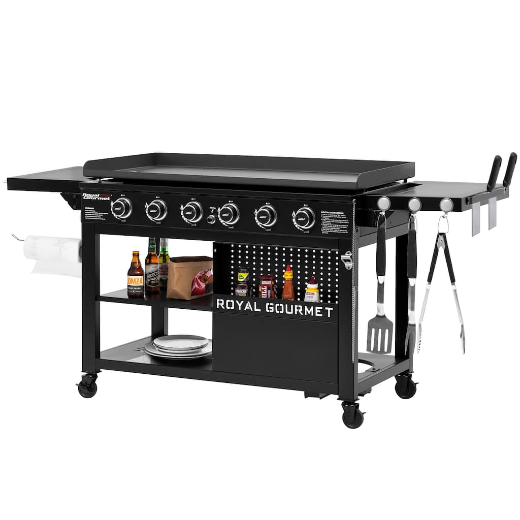 Royal Gourmet GB6000 44-Inch Black 6-Burner Flat Top Gas Grill Griddle