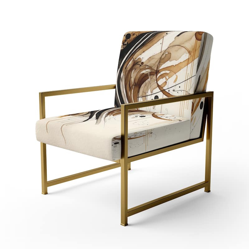 Designart "Brown And Black Movement I" Upholstered Modern & Contemporary Accent Chair and Modern & Contemporary Arm Chair