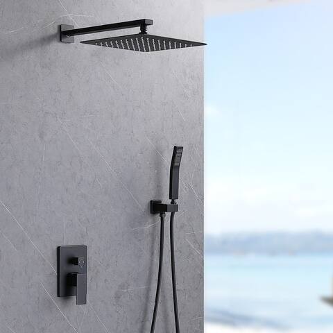 Shower System Shower Faucet Set with 12" Rain Shower Head and Hand Shower - 18.9*14.96*9.94