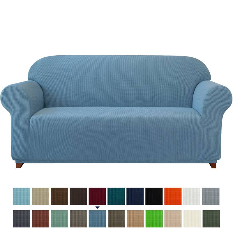 Subrtex 1-Piece Sofa Cover Stretch Soft Couch Loveseat Slipcover - Loveseat - Denim Blue
