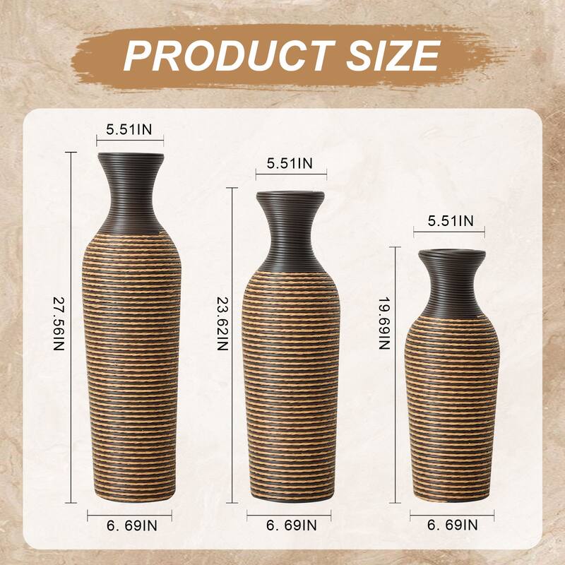 Hand-Woven PVC Rattan Floor Vase