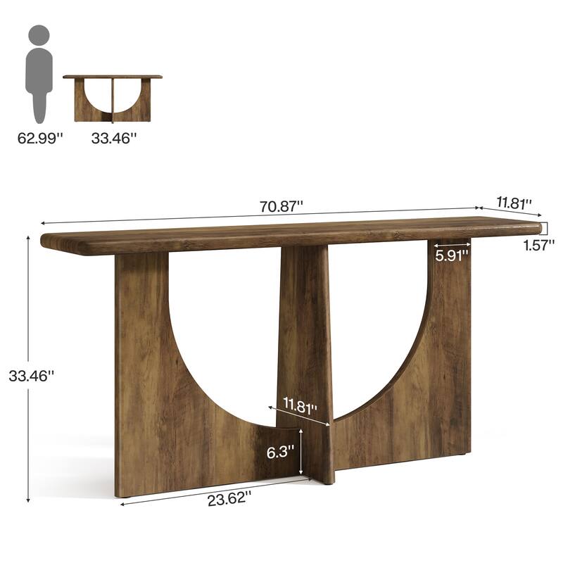 71-Inch Console Table with Sturdy Geometric Frame