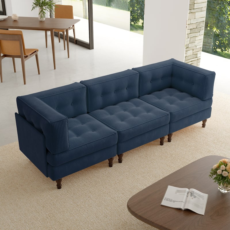 Oversized Modular Sectional Corduroy Fabric Tufted Sofa