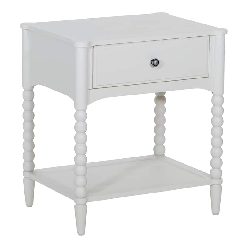 Spindle Single Drawer Night (1-Year Warranty) - Antique White - 1-drawer