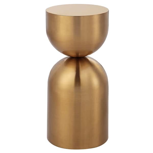 slide 2 of 5, Uttermost 24102 Golden Vessel 10" Wide Stainless Steel Accent Table Plated Gold
