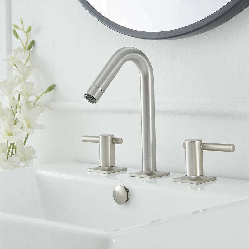 8 Inch Widespread Bathroom Sink Faucet with Drain Assembly Brass Modern 3 Hole Bathroom Basin Vanity Faucets