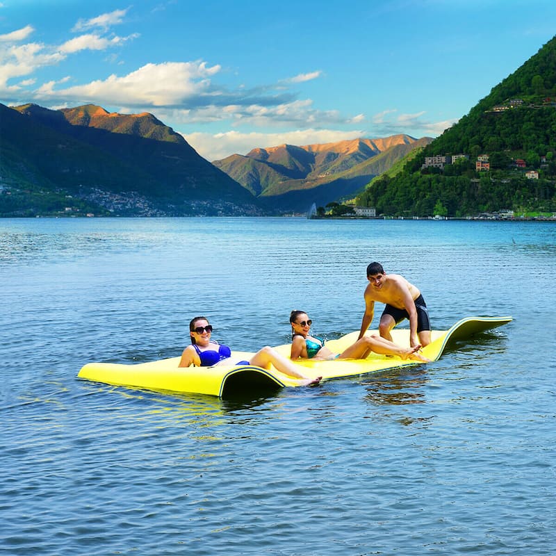 Costway 3 Layer Floating Water Pad Foam Mat Water Recreation Relaxing - Yellow