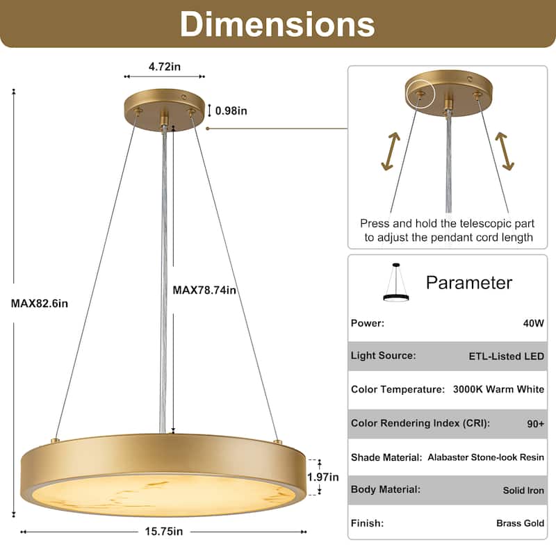 Starsky Alabaster Stone-look Resin Modern Gold LED Chandelier