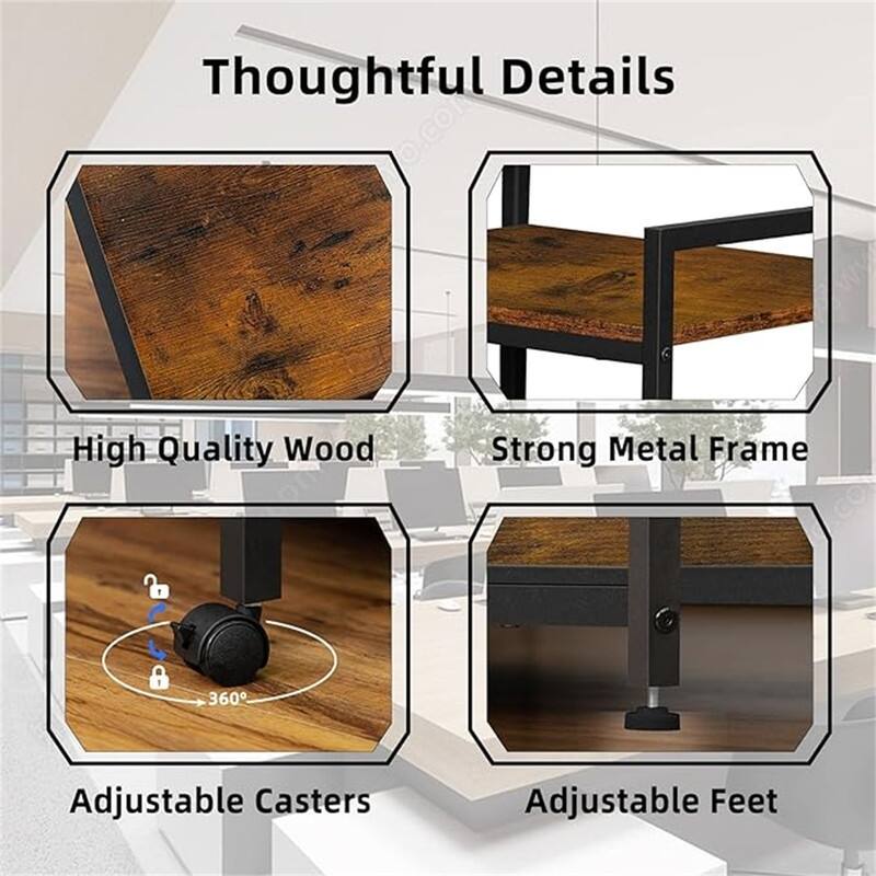 Printer Stand with Charging Station and USB Ports Large 3-Tier - 24"D x 18.62"W x 30.86"H