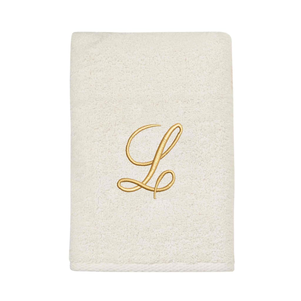 Avanti Linens Ivory/Gold Script Monogram Hand Towel Letter L - Hand Towel