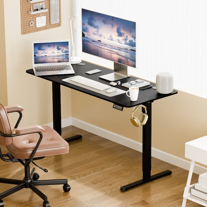 Electric Standing Desk, Height Adjustable Desk with Memory Preset and LED Display - 55*24 - Black/Black