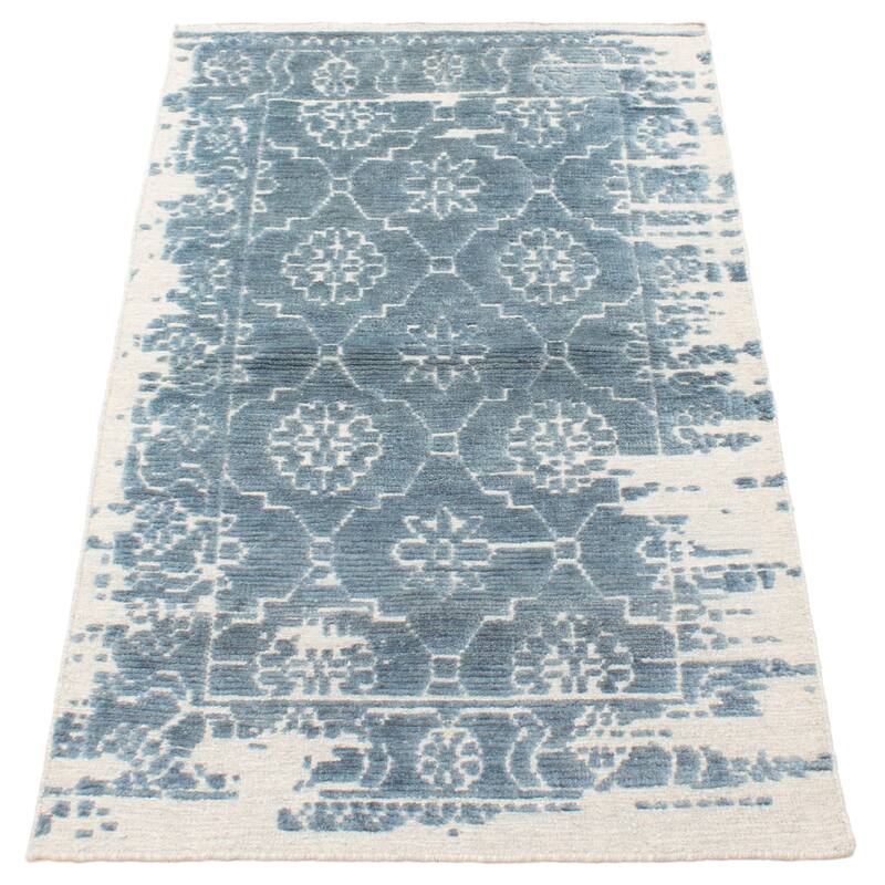 ECARPETGALLERY Hand-knotted Tangier Teal Wool Rug - 2'11 x 4'11