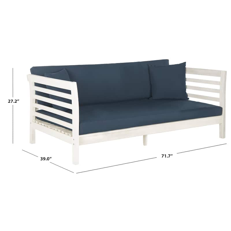 SAFAVIEH Outdoor Eriona Acacia Wood Cushioned Daybed - 39W x 27D x 72H