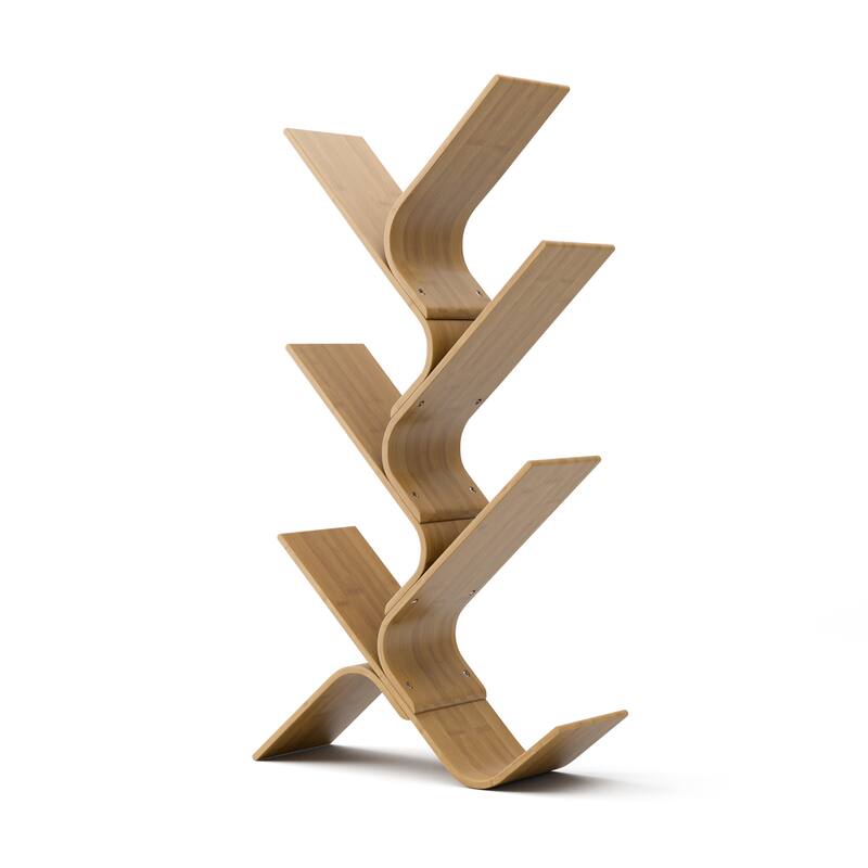 Furniture of America Asher Contemporary Natural Bamboo 6-Tier Curved Design Tree Bookshelf