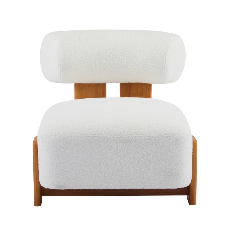 Christopher Knight Home - Mid-Century Fabric Accent Chair with Curved Backrest and Solid Rubberwood Frame