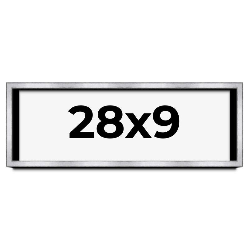 28x9 Shadow Box Frame Silver | 1.375 Inches Deep Real Wood