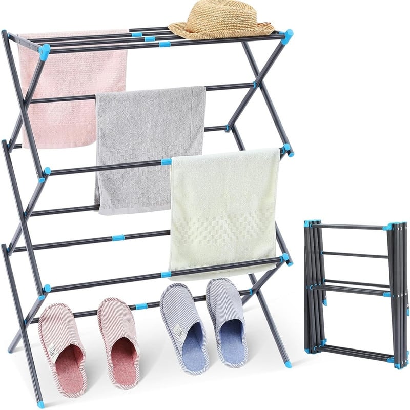 Expandable Clothes Drying Rack - 29.52"D x 14.76"W x 40.55"H - Graphite