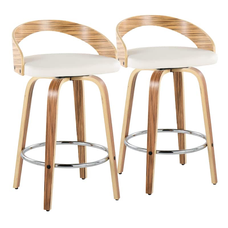 Carson Carrington Stavanger 26" Fixed-Height Counter Stool with Bent Wood Legs & Round Footrest (Set of 2)