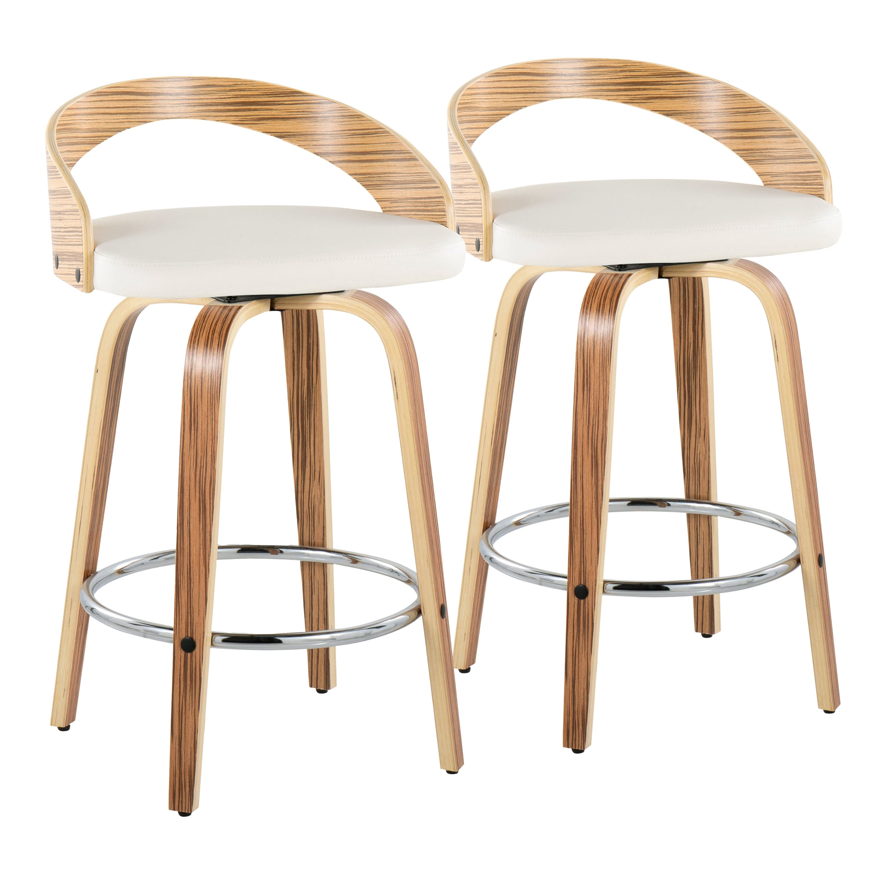 Option White PU/Zebra Wood/Chrome Footrest