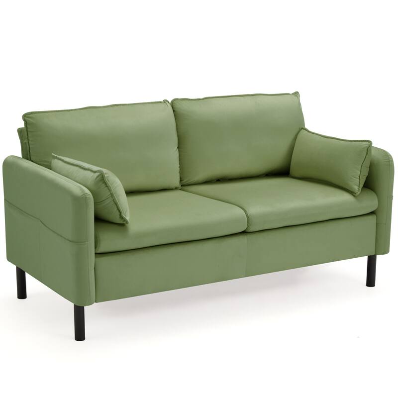 Modern double sofa for small spaces with storage, 2 soft cushions
