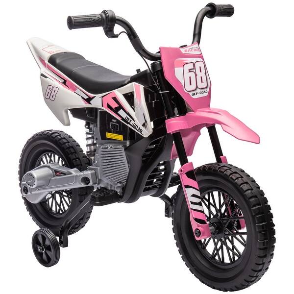 slide 2 of 10, Kids Electric Motorcycle with Manual Throttle Training Wheels and Music System Be Used for Backyard and Park Play Pink