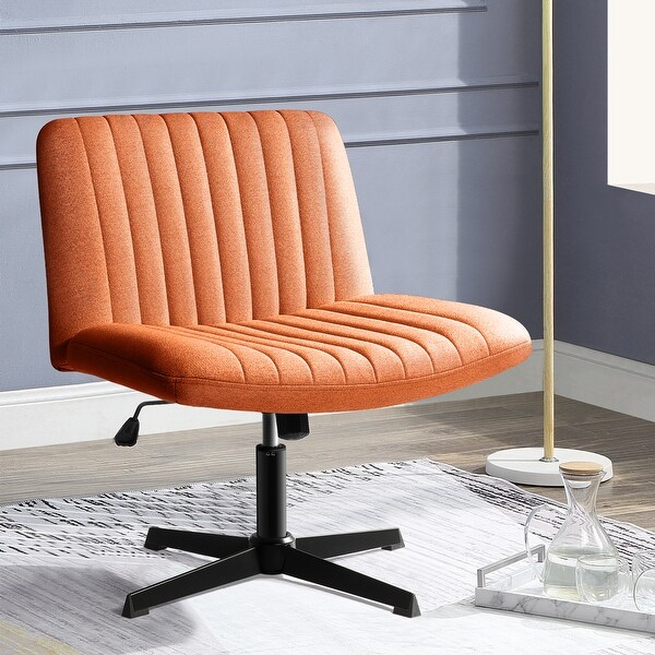 BOSSIN Criss Cross Chair Armless Office Desk Chair No Wheels Fabric Padded Modern Swivel Vanity Chair office chair On Sale Bed Bath Beyond 37061540