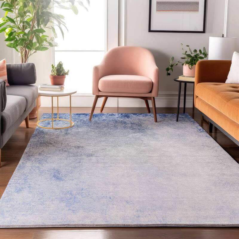 Premium Washable Super Soft Solid Ombre Mayfield Rug - Blue - 8' x 10' - Rectangle