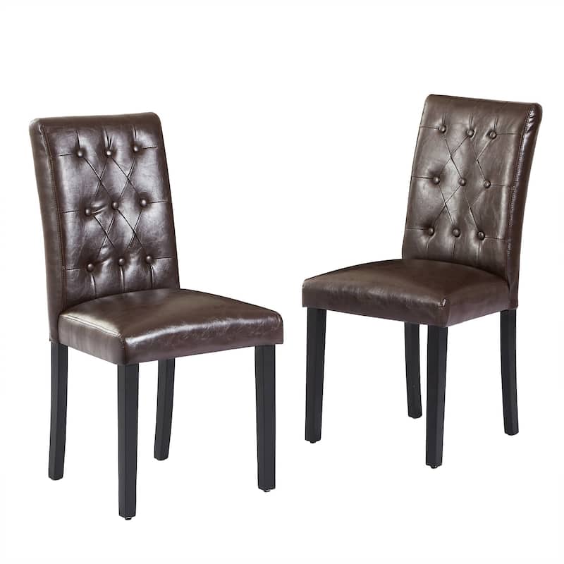 Tufted Dining Room Chairs Set of 2, Parsons Diner Chairs Upholstered Side Kitchen Chairs with Solid Wood Legs and Padded Seat