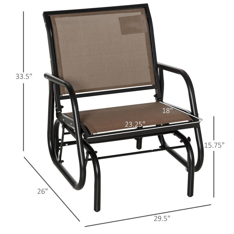 Outsunny Glider/Rocking Chair Set with Breathable Mesh Fabric, Curved Armrest