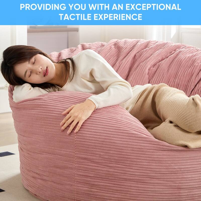 Mixoy Corduroy Bean Bag Lazy Sofa Chair Bed,Convertible Adult Beanbag from Lazy Chair to Floor Mattress,Machine Washable