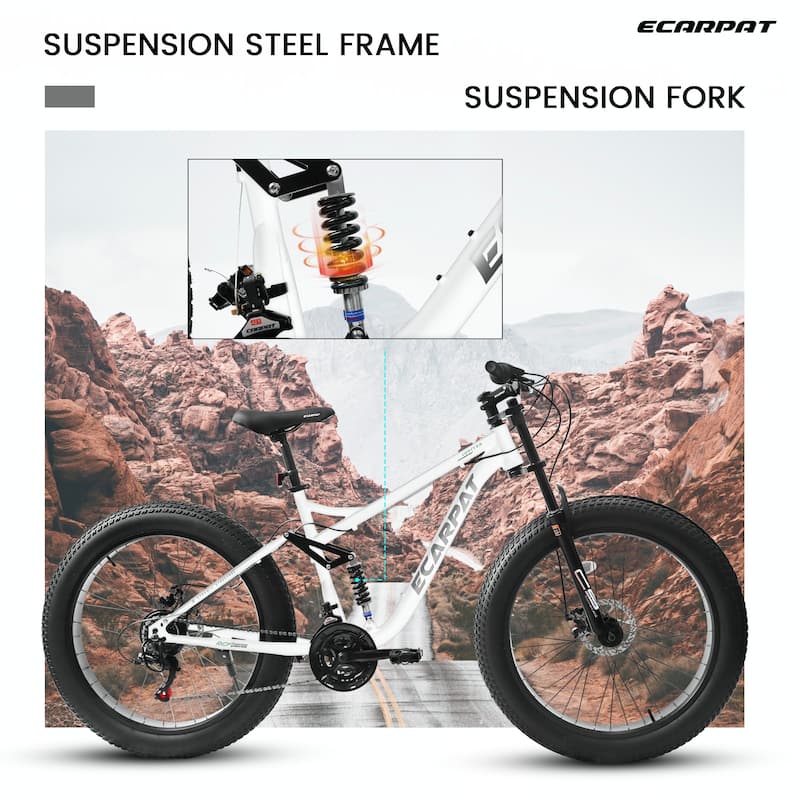 26 inch Mountain Bike,Full-Suspension 21 Speeds Drivetrain