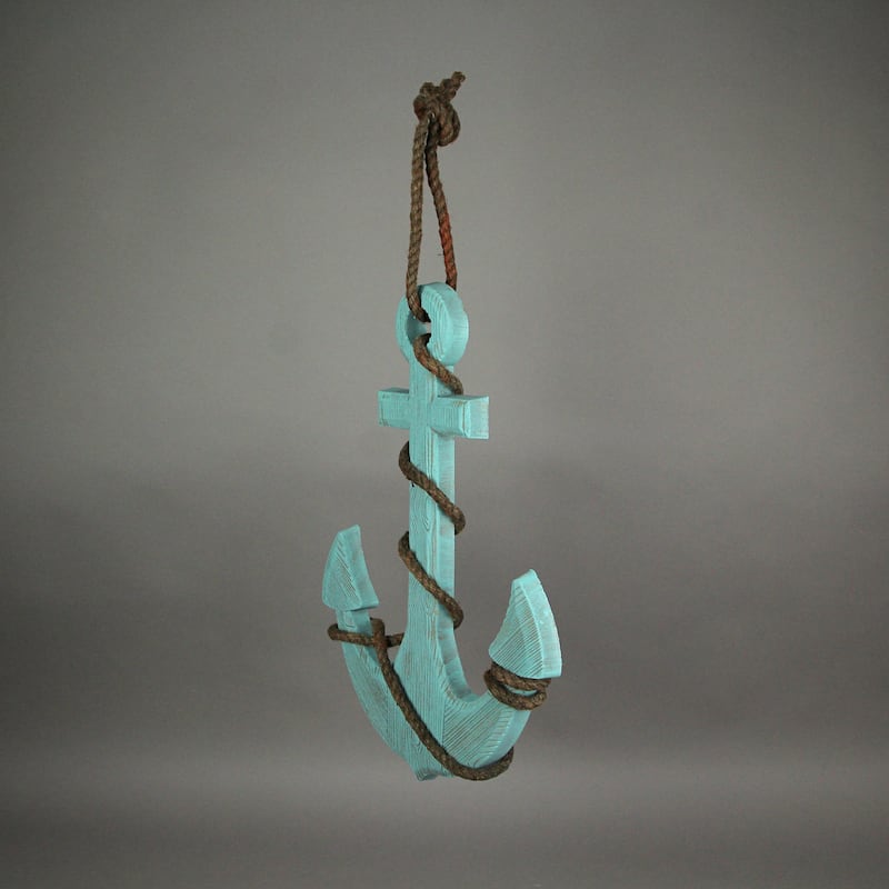 Coastal Ship's Anchor Nautical Wall Hanging Rope Accents 18.25 Inches