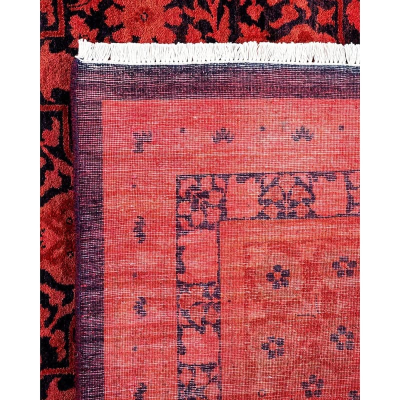 Overton Hand Knotted Wool Vintage Inspired Modern Contemporary Overdyed Red Area Rug - 10' 3" x 14' 0"