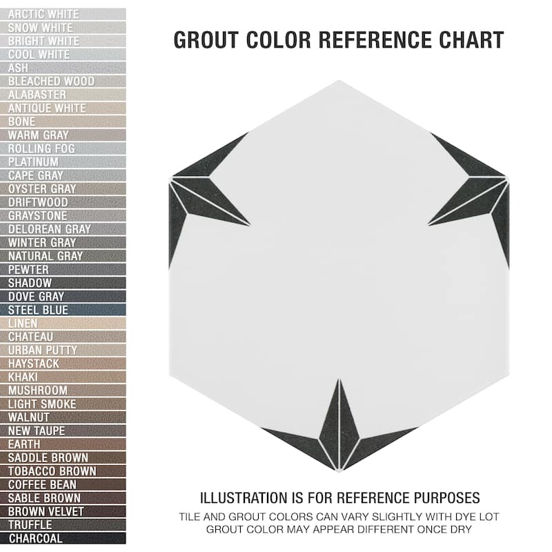 Merola Tile Stella Hex Nero 8-5/8" x 9-7/8" Porcelain Floor and Wall Tile