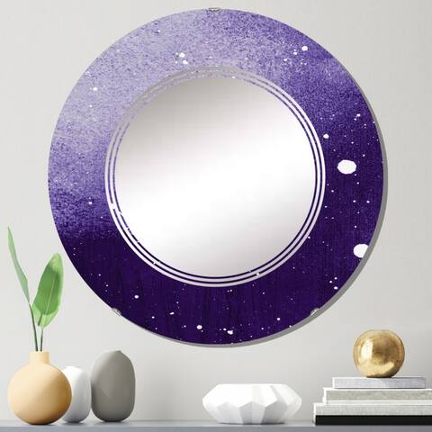 Designart 'Ultra Violet And Blue Marble Universe I' Printed Modern Wall Mirror