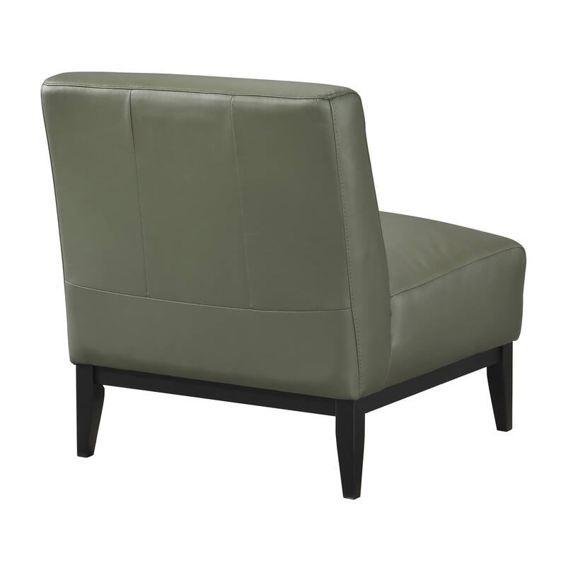 Hayes 28.5" Leather Accent Chair - Black Finish Solid Wood Legs